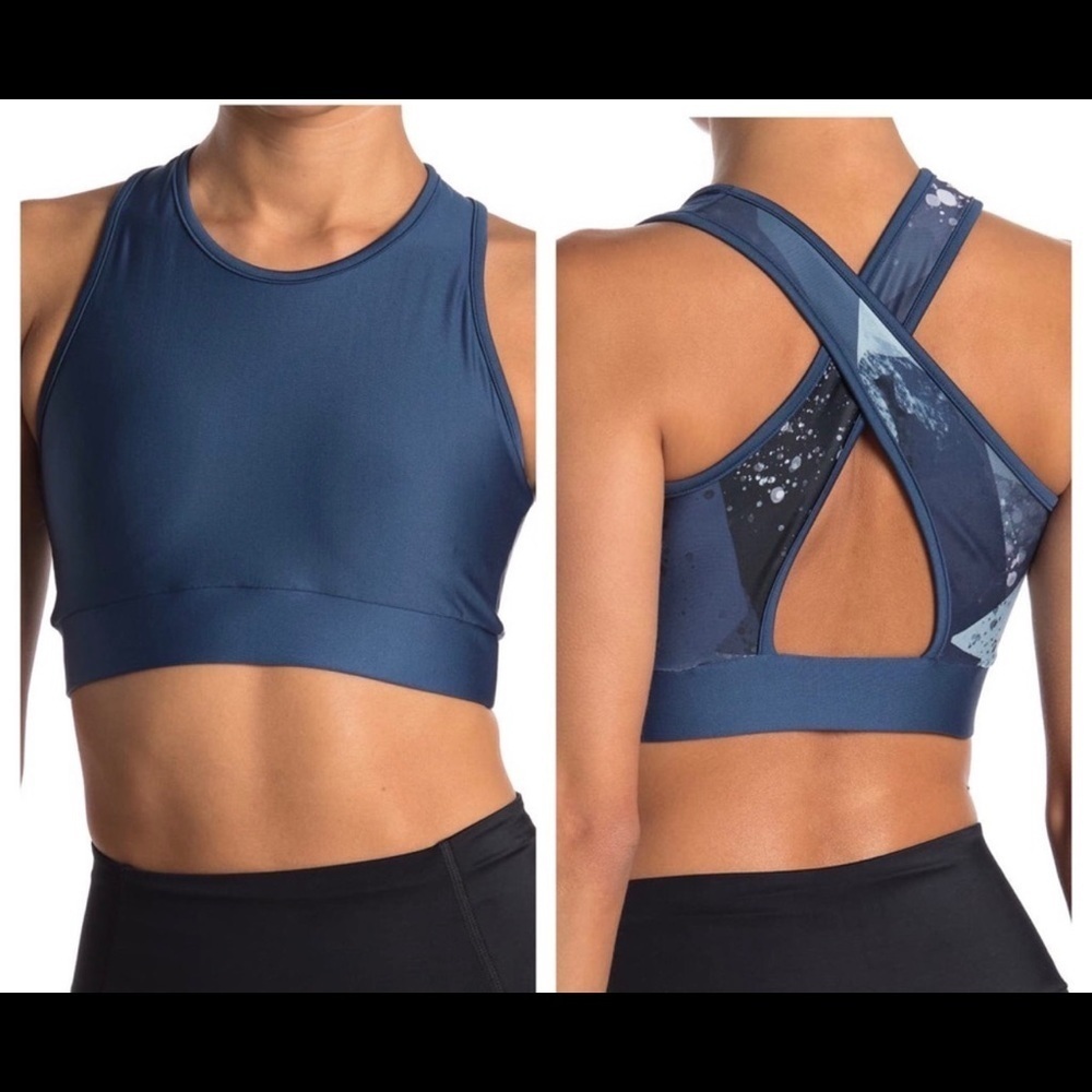 NWT Maaji Cross Sports Bra Women's Size Small Blue Strap Impact Reversib…